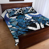 Piwakawaka New Zealand Matariki Quilt Bed Set Maori New Year Silver Fern Blue Galaxy