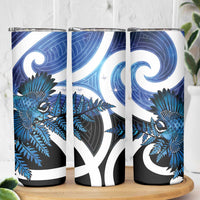 Piwakawaka New Zealand Matariki Skinny Tumbler Maori New Year Silver Fern Blue Galaxy