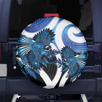 Piwakawaka New Zealand Matariki Spare Tire Cover Maori New Year Silver Fern Blue Galaxy