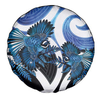 Piwakawaka New Zealand Matariki Spare Tire Cover Maori New Year Silver Fern Blue Galaxy