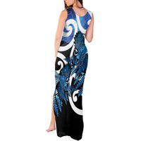 Piwakawaka New Zealand Matariki Tank Maxi Dress Maori New Year Silver Fern Blue Galaxy