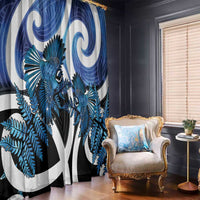 Piwakawaka New Zealand Matariki Window Curtain Maori New Year Silver Fern Blue Galaxy