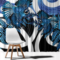 Piwakawaka New Zealand Matariki Window Curtain Maori New Year Silver Fern Blue Galaxy