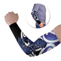 Piwakawaka New Zealand Matariki Arm Sleeves Maori New Year Silver Fern Purple Galaxy