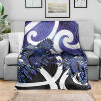 Piwakawaka New Zealand Matariki Blanket Maori New Year Silver Fern Purple Galaxy