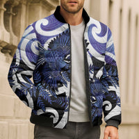 Piwakawaka New Zealand Matariki Bomber Puffer Jacket Maori New Year Silver Fern Purple Galaxy