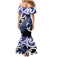 Piwakawaka New Zealand Matariki Family Matching Mermaid Dress and Hawaiian Shirt Maori New Year Silver Fern Purple Galaxy