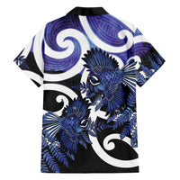 Piwakawaka New Zealand Matariki Family Matching Summer Maxi Dress and Hawaiian Shirt Maori New Year Silver Fern Purple Galaxy