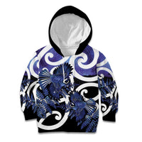 Piwakawaka New Zealand Matariki Kid Hoodie Maori New Year Silver Fern Purple Galaxy