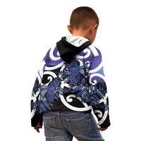 Piwakawaka New Zealand Matariki Kid Hoodie Maori New Year Silver Fern Purple Galaxy