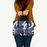 Piwakawaka New Zealand Matariki Leather Bag Maori New Year Silver Fern Purple Galaxy