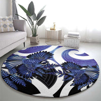 Piwakawaka New Zealand Matariki Round Carpet Maori New Year Silver Fern Purple Galaxy