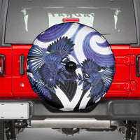 Piwakawaka New Zealand Matariki Spare Tire Cover Maori New Year Silver Fern Purple Galaxy