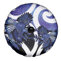 Piwakawaka New Zealand Matariki Spare Tire Cover Maori New Year Silver Fern Purple Galaxy