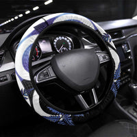 Piwakawaka New Zealand Matariki Steering Wheel Cover Maori New Year Silver Fern Purple Galaxy