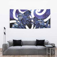 Piwakawaka New Zealand Matariki Tapestry Maori New Year Silver Fern Purple Galaxy
