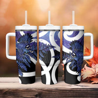 Piwakawaka New Zealand Matariki Tumbler With Handle Maori New Year Silver Fern Purple Galaxy