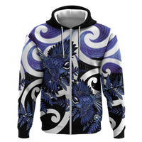 Piwakawaka New Zealand Matariki Zip Hoodie Maori New Year Silver Fern Purple Galaxy LT14 Zip Hoodie Purple - Polynesian Pride
