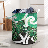 Piwakawaka New Zealand Matariki Laundry Basket Maori New Year Silver Fern Green Galaxy