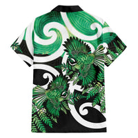 Piwakawaka New Zealand Matariki Family Matching Off Shoulder Maxi Dress and Hawaiian Shirt Maori New Year Silver Fern Green Galaxy