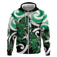 Piwakawaka New Zealand Matariki Hoodie Maori New Year Silver Fern Green Galaxy