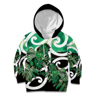 Piwakawaka New Zealand Matariki Kid Hoodie Maori New Year Silver Fern Green Galaxy