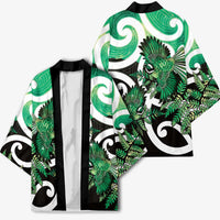 Piwakawaka New Zealand Matariki Kimono Maori New Year Silver Fern Green Galaxy