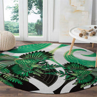Piwakawaka New Zealand Matariki Round Carpet Maori New Year Silver Fern Green Galaxy