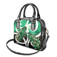 Piwakawaka New Zealand Matariki Shoulder Handbag Maori New Year Silver Fern Green Galaxy