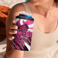 Piwakawaka New Zealand Matariki 4 in 1 Can Cooler Tumbler Maori New Year Silver Fern Pink Galaxy