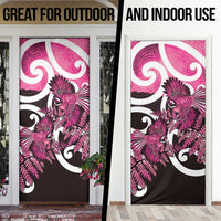Piwakawaka New Zealand Matariki Door Cover Maori New Year Silver Fern Pink Galaxy