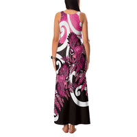Piwakawaka New Zealand Matariki Family Matching Tank Maxi Dress and Hawaiian Shirt Maori New Year Silver Fern Pink Galaxy