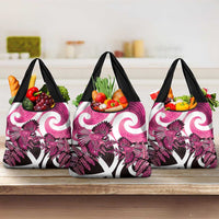Piwakawaka New Zealand Matariki Grocery Bag Maori New Year Silver Fern Pink Galaxy