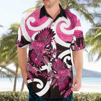 Piwakawaka New Zealand Matariki Hawaiian Shirt Maori New Year Silver Fern Pink Galaxy