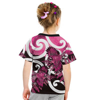 Piwakawaka New Zealand Matariki Kid T Shirt Maori New Year Silver Fern Pink Galaxy