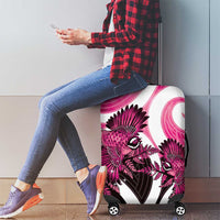 Piwakawaka New Zealand Matariki Luggage Cover Maori New Year Silver Fern Pink Galaxy