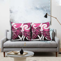 Piwakawaka New Zealand Matariki Pillow Cover Maori New Year Silver Fern Pink Galaxy
