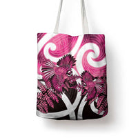 Piwakawaka New Zealand Matariki Tote Bag Maori New Year Silver Fern Pink Galaxy