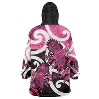 Piwakawaka New Zealand Matariki Wearable Blanket Hoodie Maori New Year Silver Fern Pink Galaxy