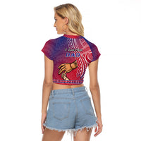 Polynesian Pride Father Day Guam Raglan Cropped T Shirt I Love You Dad Guaman Latte Stone LT14 - Polynesian Pride