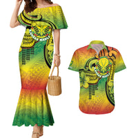 Hawaii Flag Day Couples Matching Mermaid Dress and Hawaiian Shirt Kanaka Maoli With Kakau Polynesian Pattern LT14