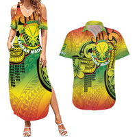 Hawaii Flag Day Couples Matching Summer Maxi Dress and Hawaiian Shirt Kanaka Maoli With Kakau Polynesian Pattern LT14