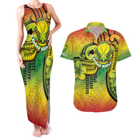 Hawaii Flag Day Couples Matching Tank Maxi Dress and Hawaiian Shirt Kanaka Maoli With Kakau Polynesian Pattern LT14