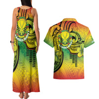 Hawaii Flag Day Couples Matching Tank Maxi Dress and Hawaiian Shirt Kanaka Maoli With Kakau Polynesian Pattern LT14
