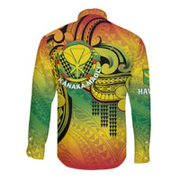 Hawaii Flag Day Long Sleeve Button Shirt Kanaka Maoli With Kakau Polynesian Pattern LT14