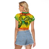 Hawaii Flag Day Raglan Cropped T Shirt Kanaka Maoli With Kakau Polynesian Pattern LT14