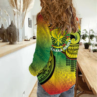 Hawaii Flag Day Women Casual Shirt Kanaka Maoli With Kakau Polynesian Pattern LT14