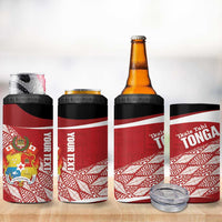 Tonga Rugby Custom 4 in 1 Can Cooler Tumbler Go ʻIkale Tahi Go Tongan Tapa Cloth LT14 - Polynesian Pride