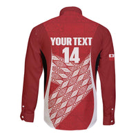 Tonga Rugby Custom Long Sleeve Button Shirt Go ʻIkale Tahi Go Tongan Tapa Cloth LT14 - Polynesian Pride