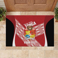 Tonga Rugby Custom Rubber Doormat Go ʻIkale Tahi Go Tongan Tapa Cloth LT14 Red - Polynesian Pride